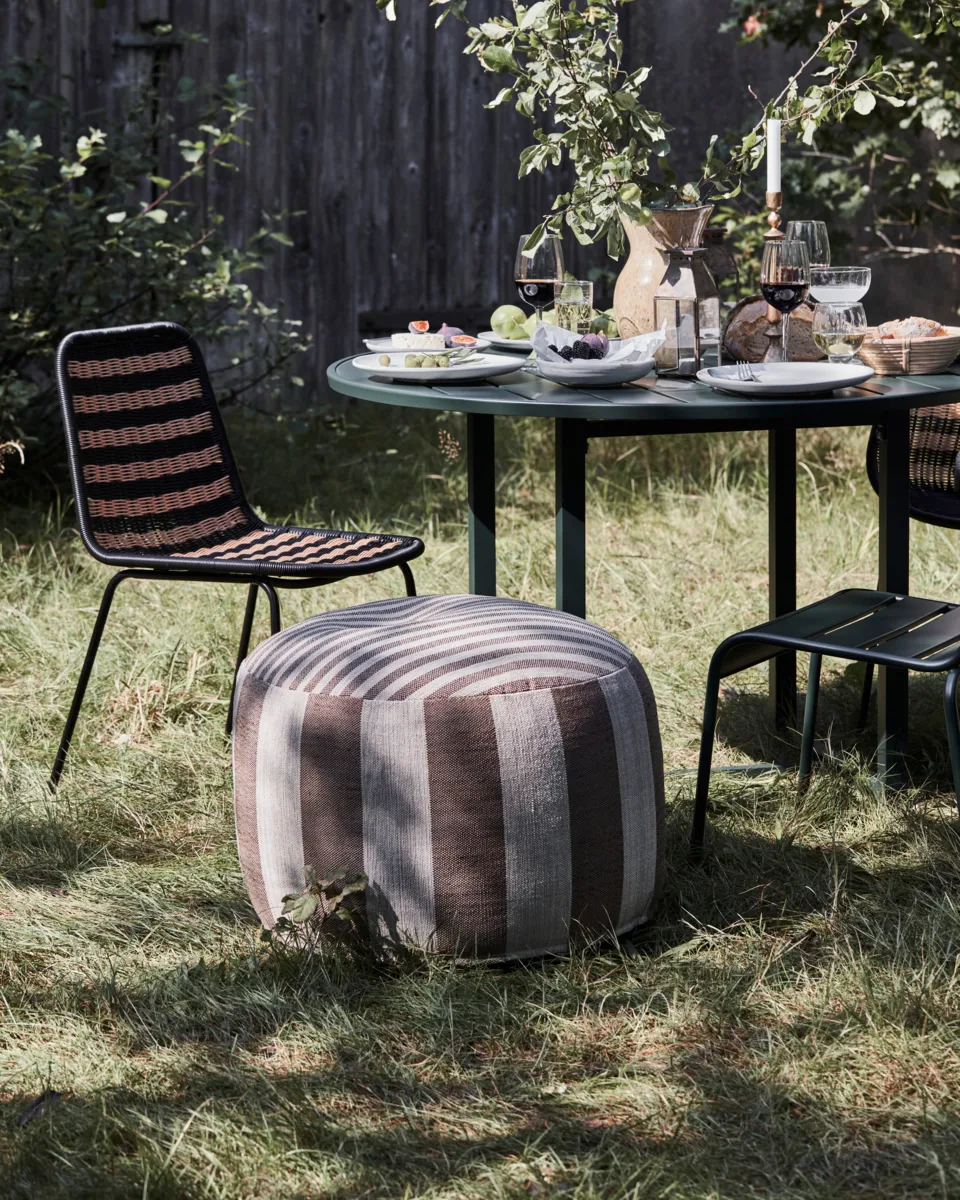 Alfo Hocker Ø60x40 cm, Braun-weiß House Doctor