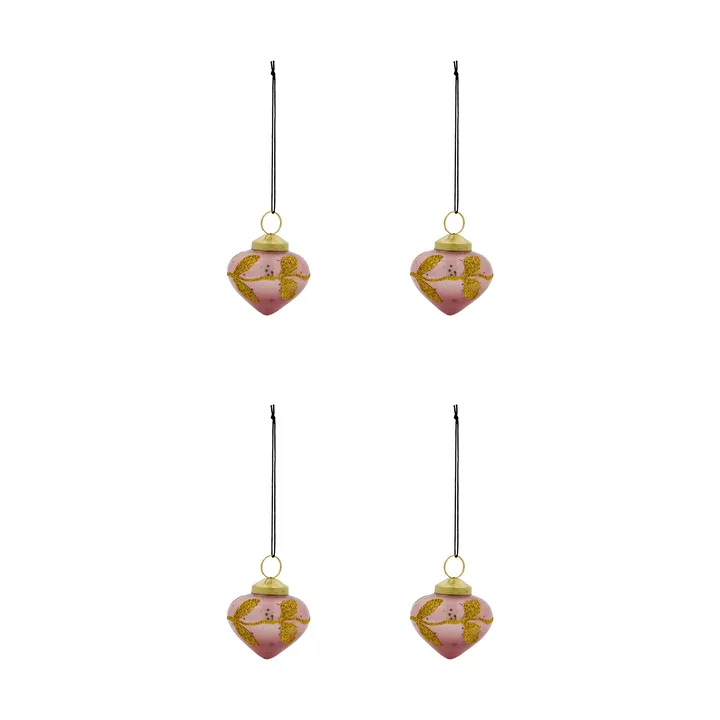 Amore Weihnachtsanhänger 4er Pack - Rosa - House Doctor