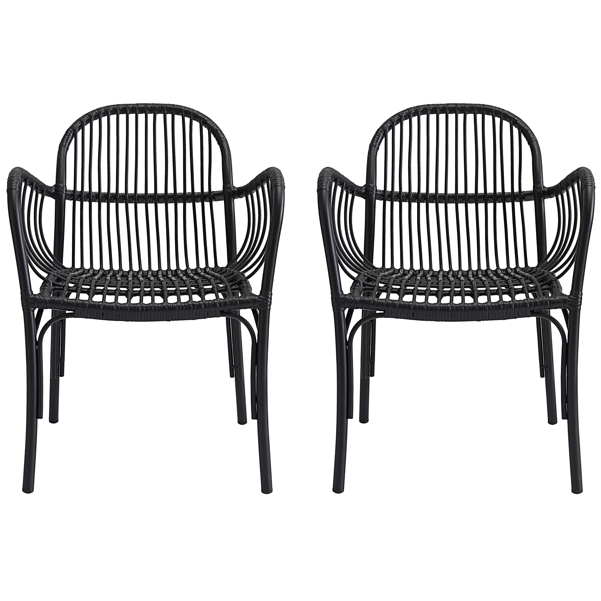 Brea Rattanstuhl 2er Pack Schwarz,  House Doctor