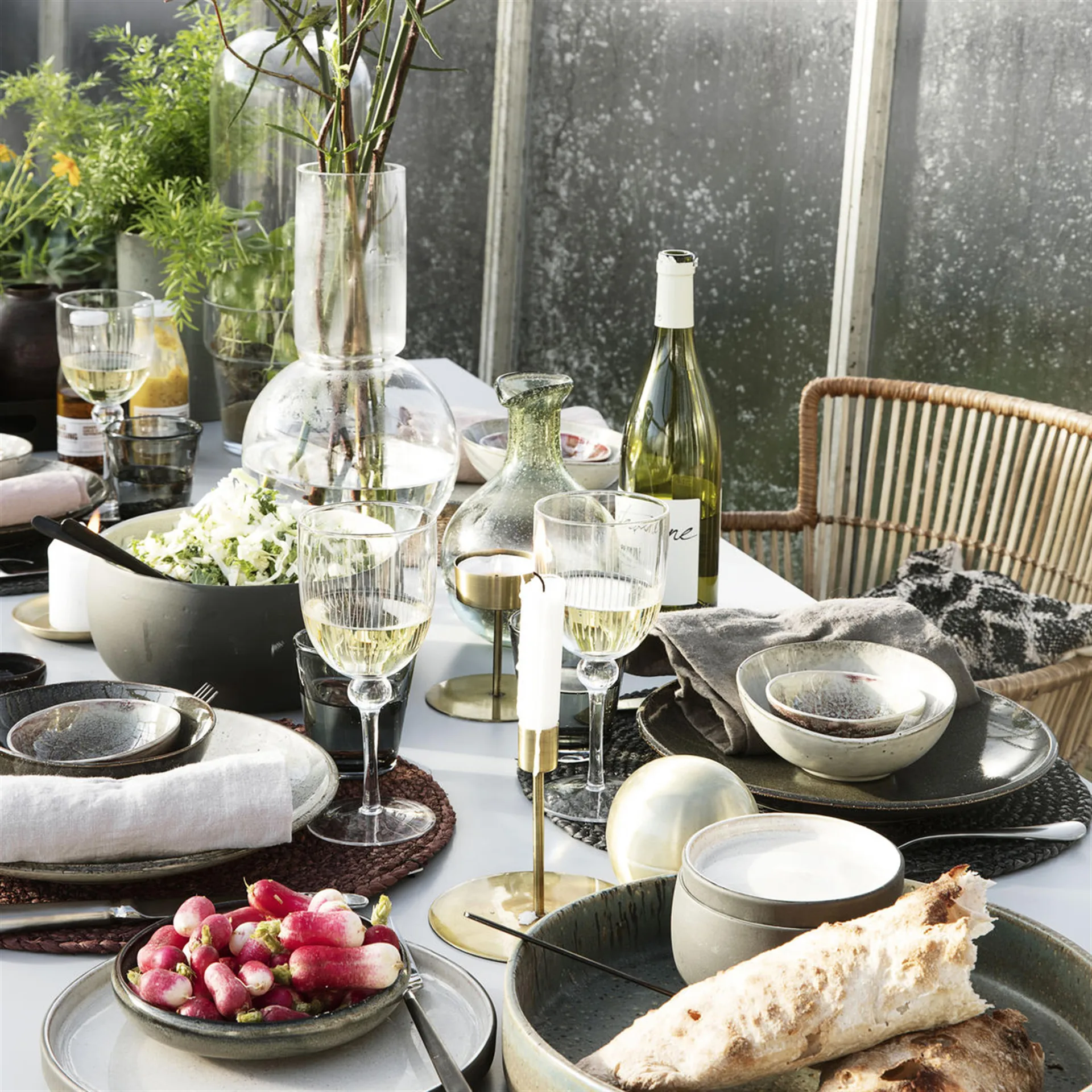 Circle Platzdecke Seegras 4er Pack, Grau-blau House Doctor