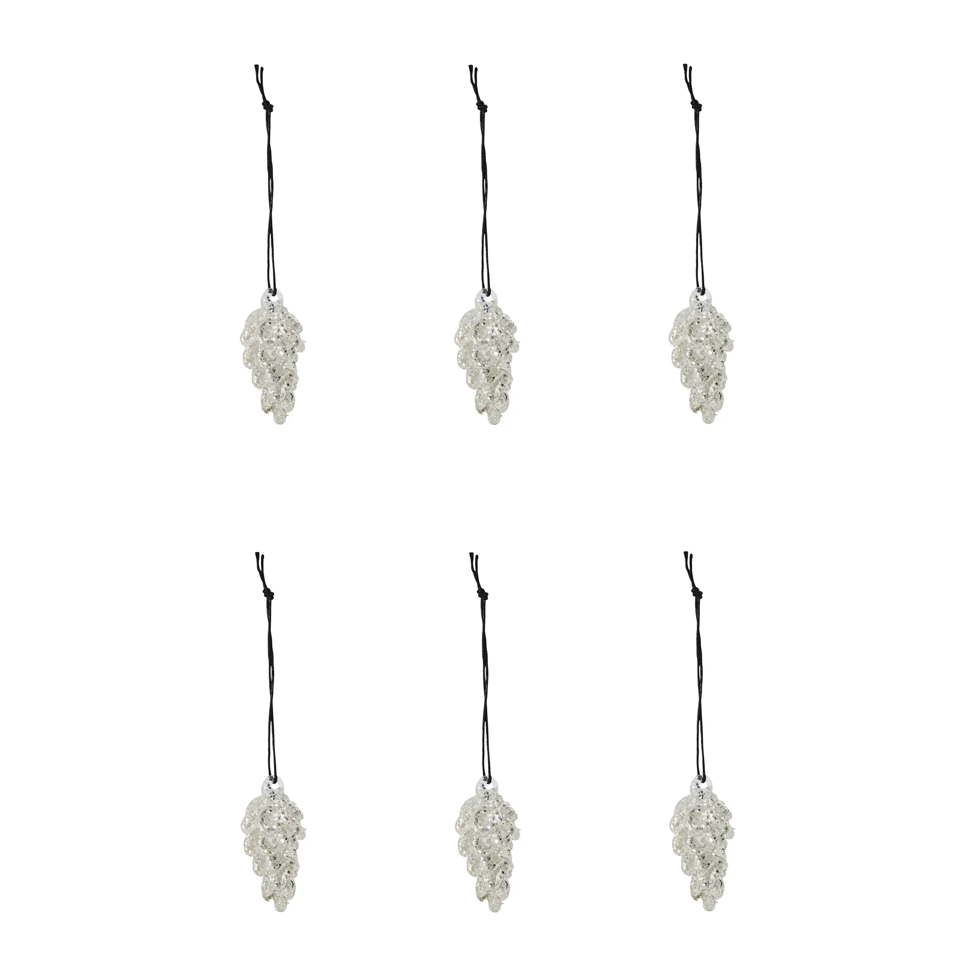 Cone Weihnachtsanhänger 5,5cm 6er Pack, Silver House Doctor