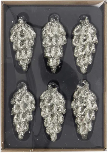 Cone Weihnachtsanhänger 5,5cm 6er Pack - Silver - House Doctor
