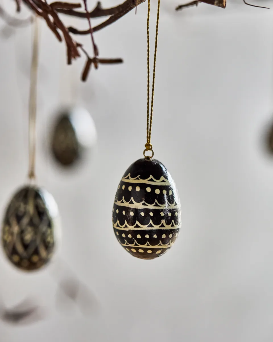 Deco Ostereier 3 cm 6-teilig, Black-offwhite House Doctor