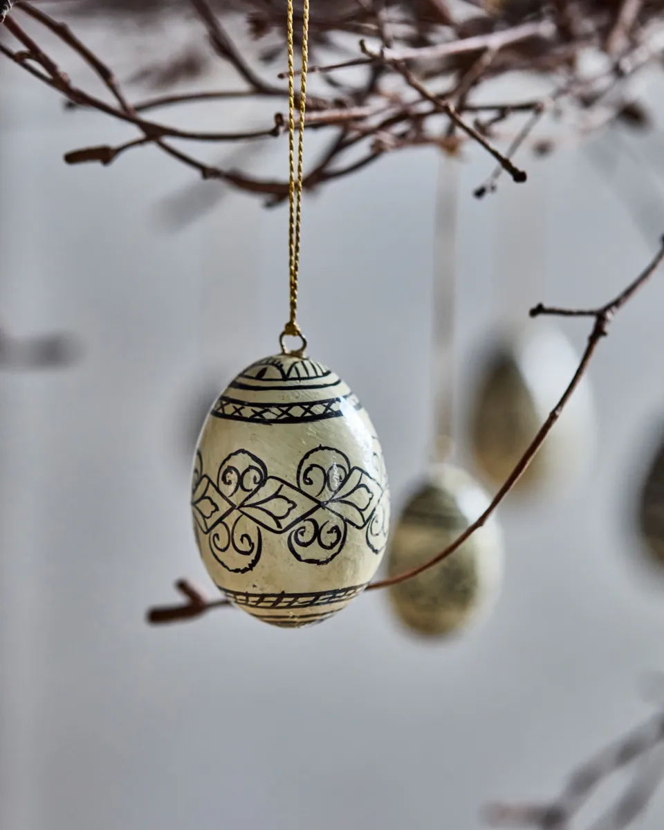 Deco Ostereier 5 cm 6-teilig, Black-offwhite House Doctor