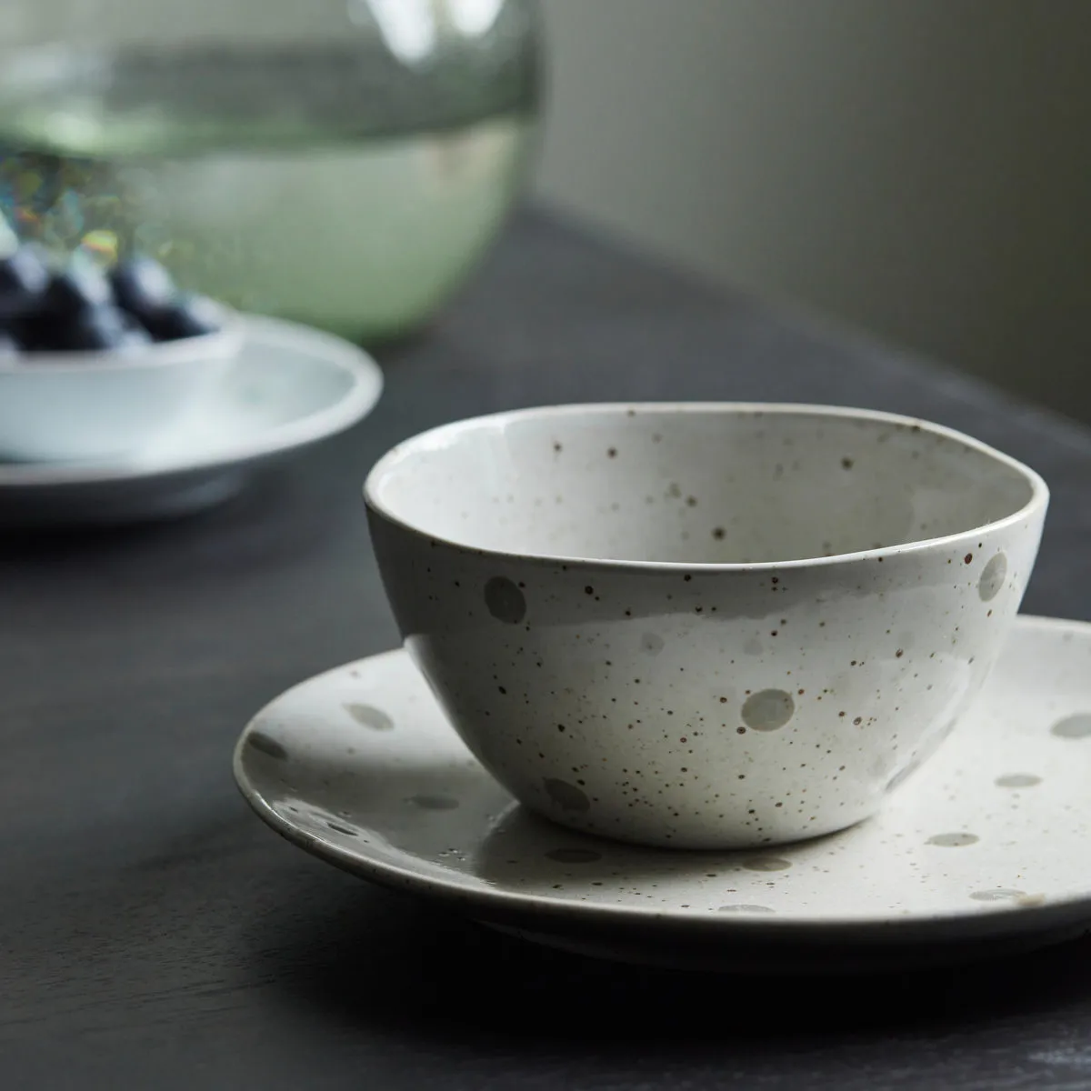 Dots Schale Ø12cm, Weiß-grüne Punkte House Doctor