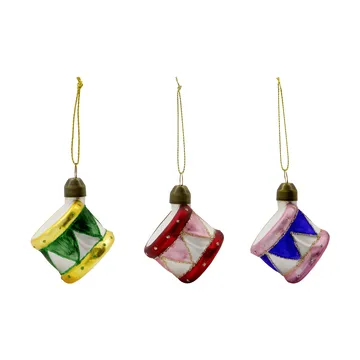 Drum Weihnachtshänger 3er Pack - Blau, Grün, gedämpftes Rot - House Doctor