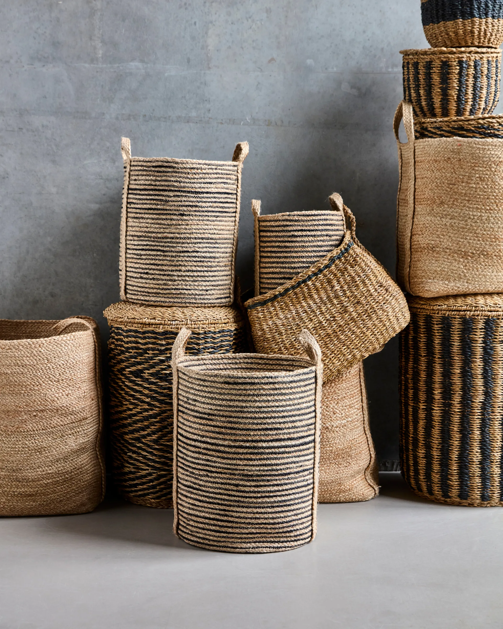 Dungi Aufbewahrungskörbe 3er-Pack, Schwarz-natur House Doctor