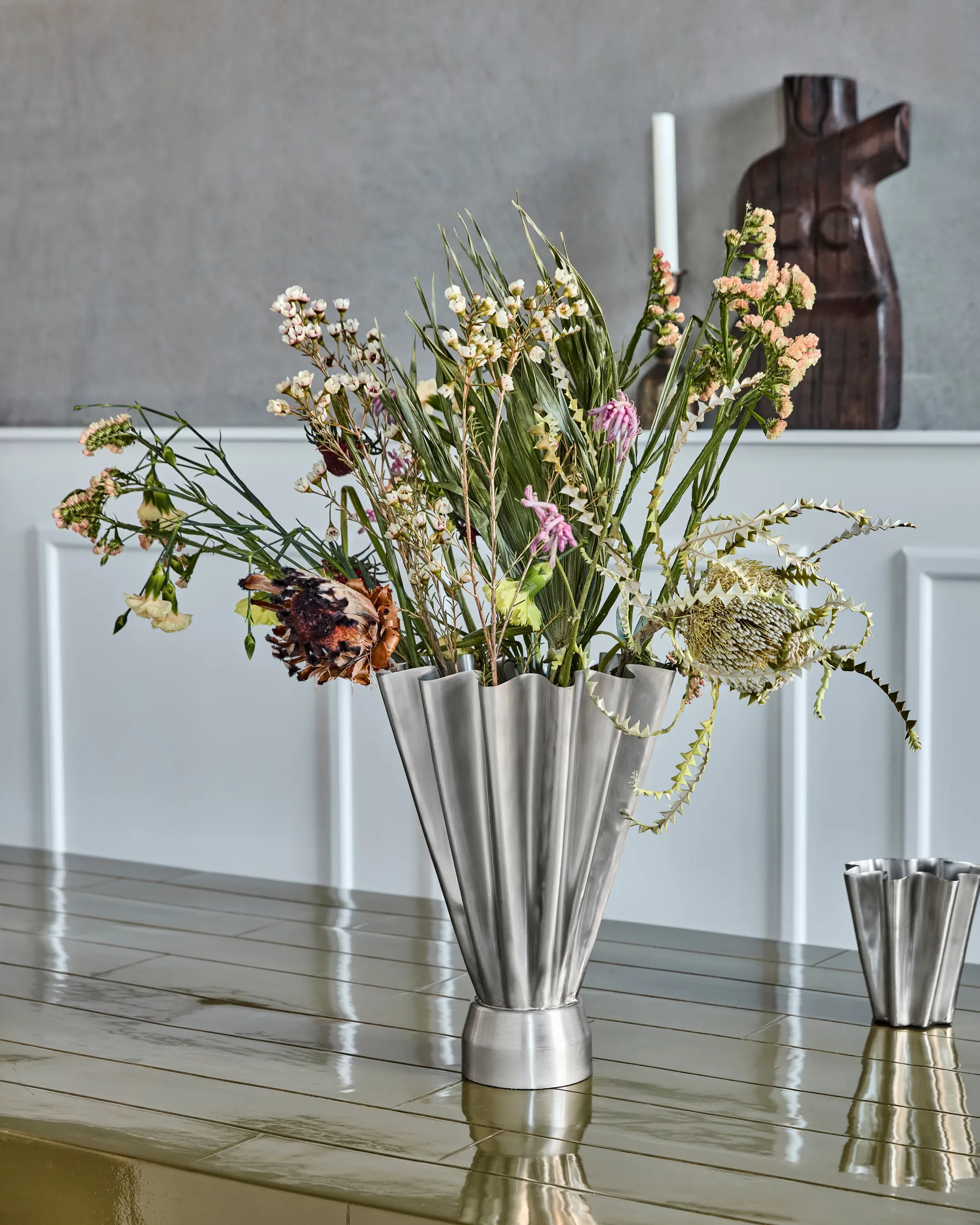 Flood Vase Ø23 cm, Gebürstetes Silber House Doctor