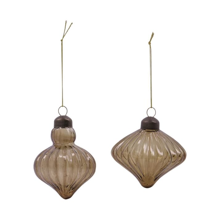Fluted Weihnachtsbaumkugel Ø6,5cm 2 Teile, Amber House Doctor
