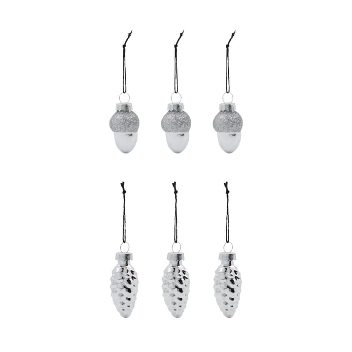 Glint Weihnachtsbaumanhänger 5,8cm 6er Pack - Silver - House Doctor