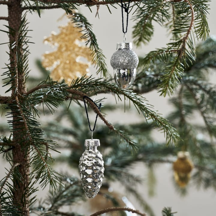 Glint Weihnachtsbaumanhänger 5,8cm 6er Pack, Silver House Doctor