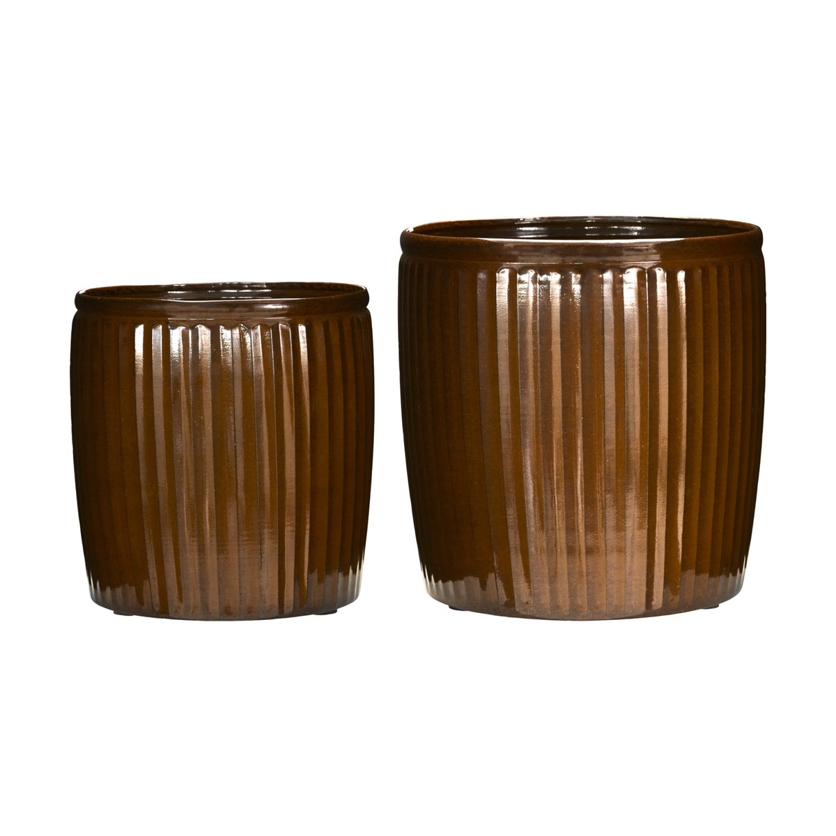 House Doctor Groove Blumentopf 2-teilig Braun