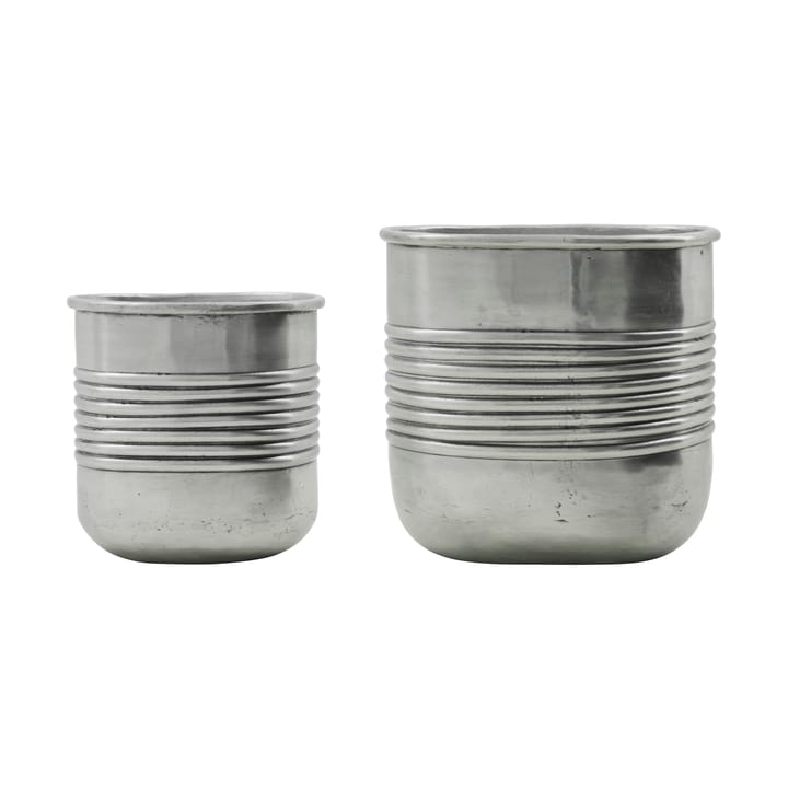 Groove Pflanzgefäß Aluminium oval 2-teilig - Antik Silberfinish - House Doctor