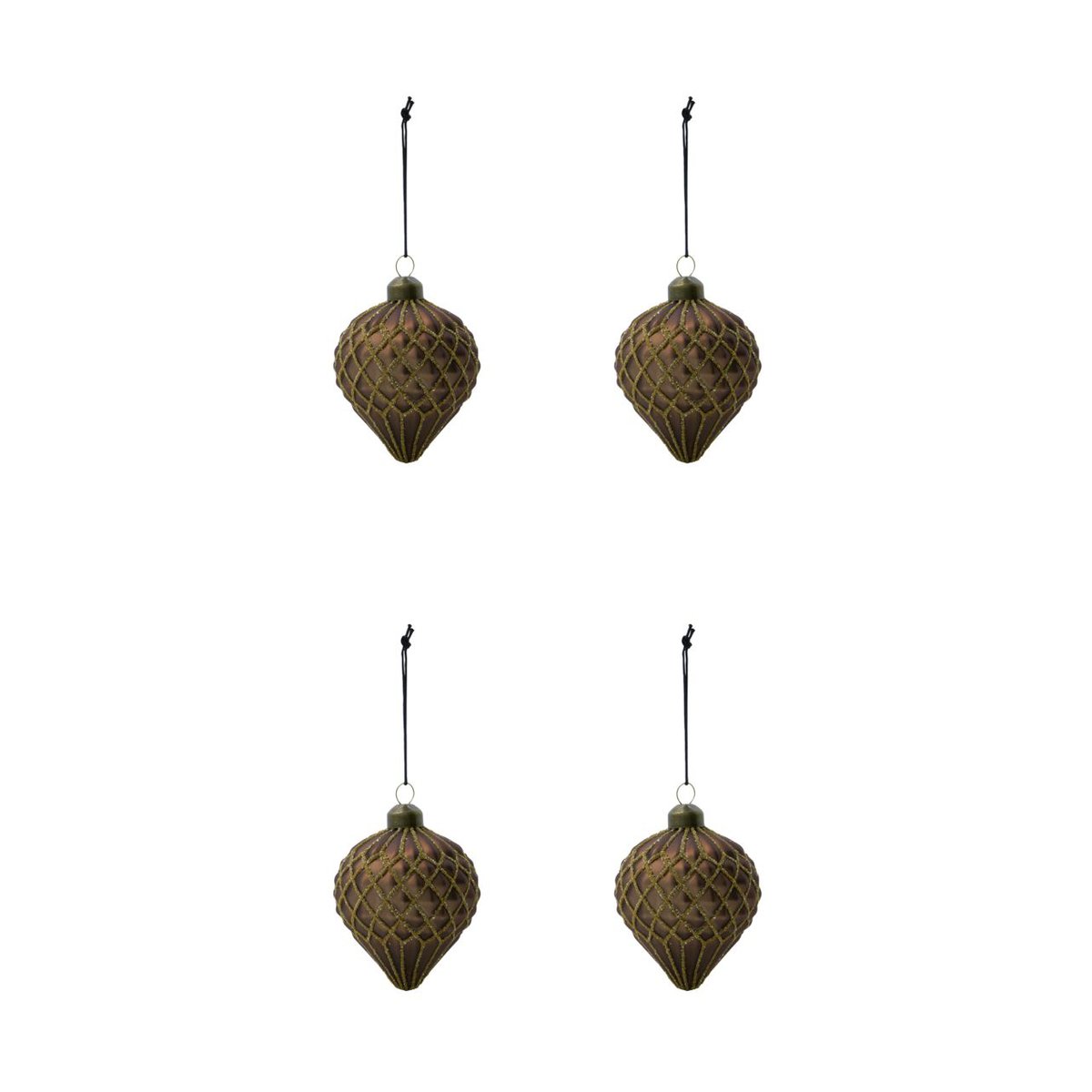 House Doctor Hinda Weihnachtskugel 9,5 cm 4er-Pack Braun