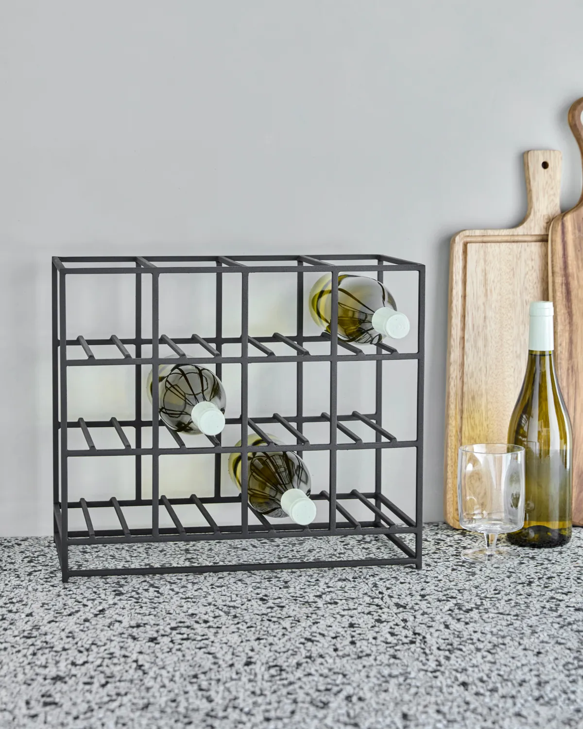House Doctor Weinregal 12-Flaschen 41x35 cm, Schwarz House Doctor