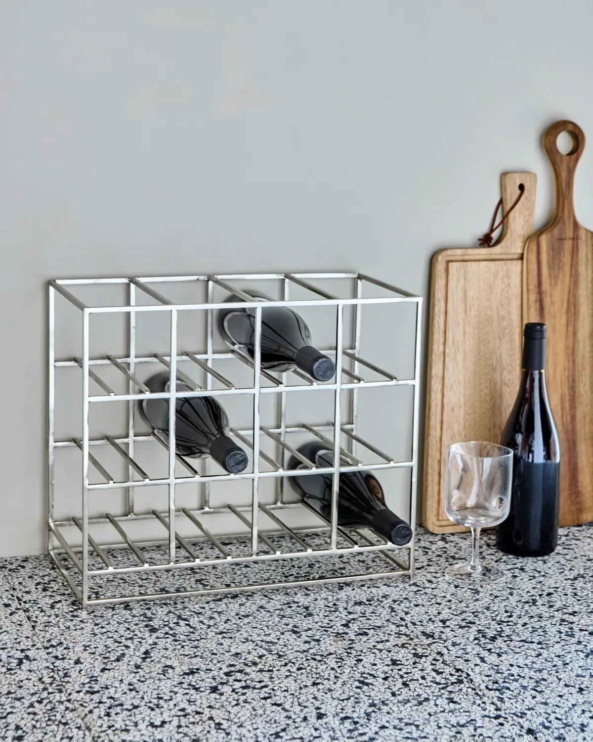 House Doctor Weinregal 12-Flaschen 41x35 cm, Silver finish House Doctor