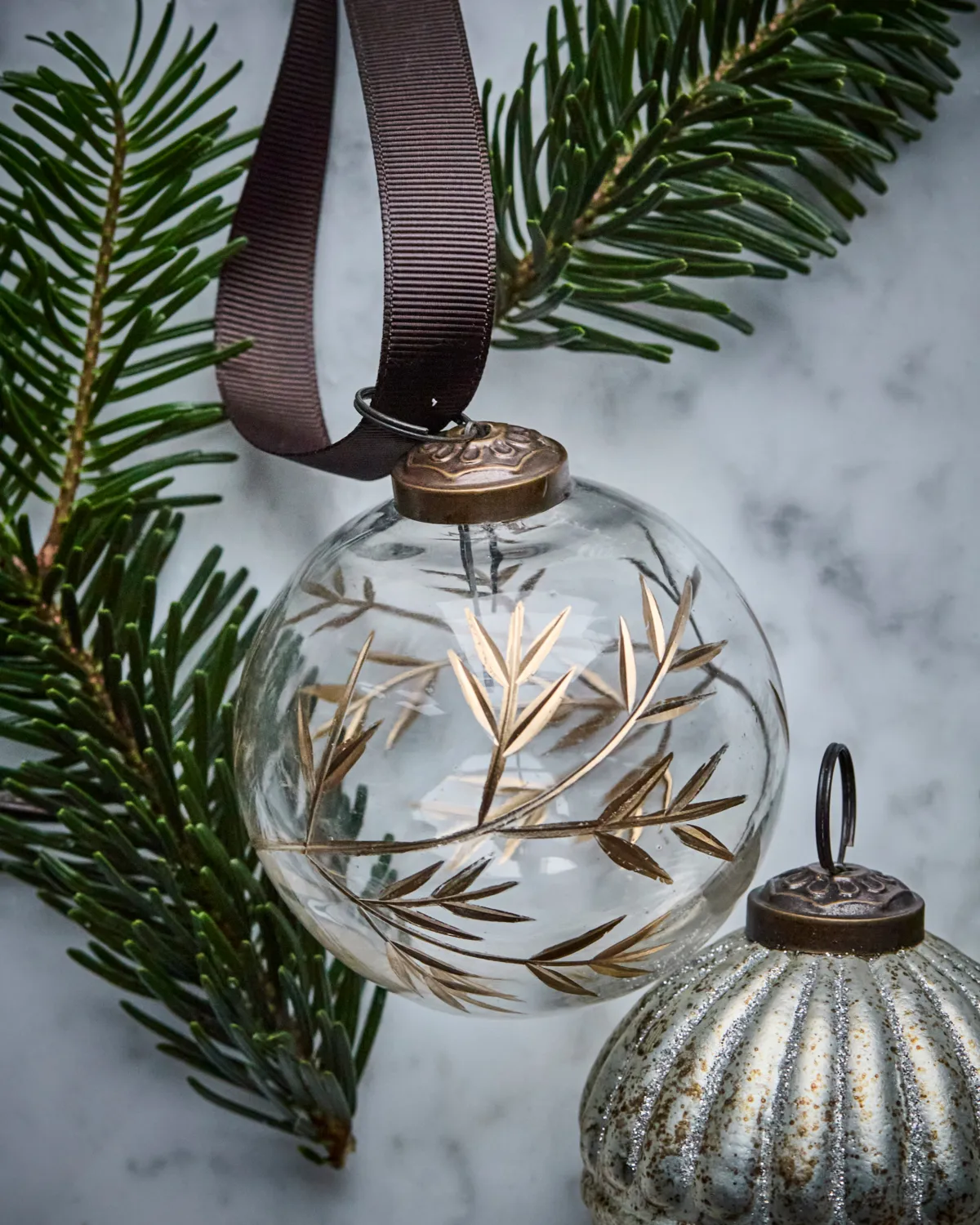 Leaf Weihnachtsbaumkugel Ø7,5 cm 4er pack, Klar-gold House Doctor