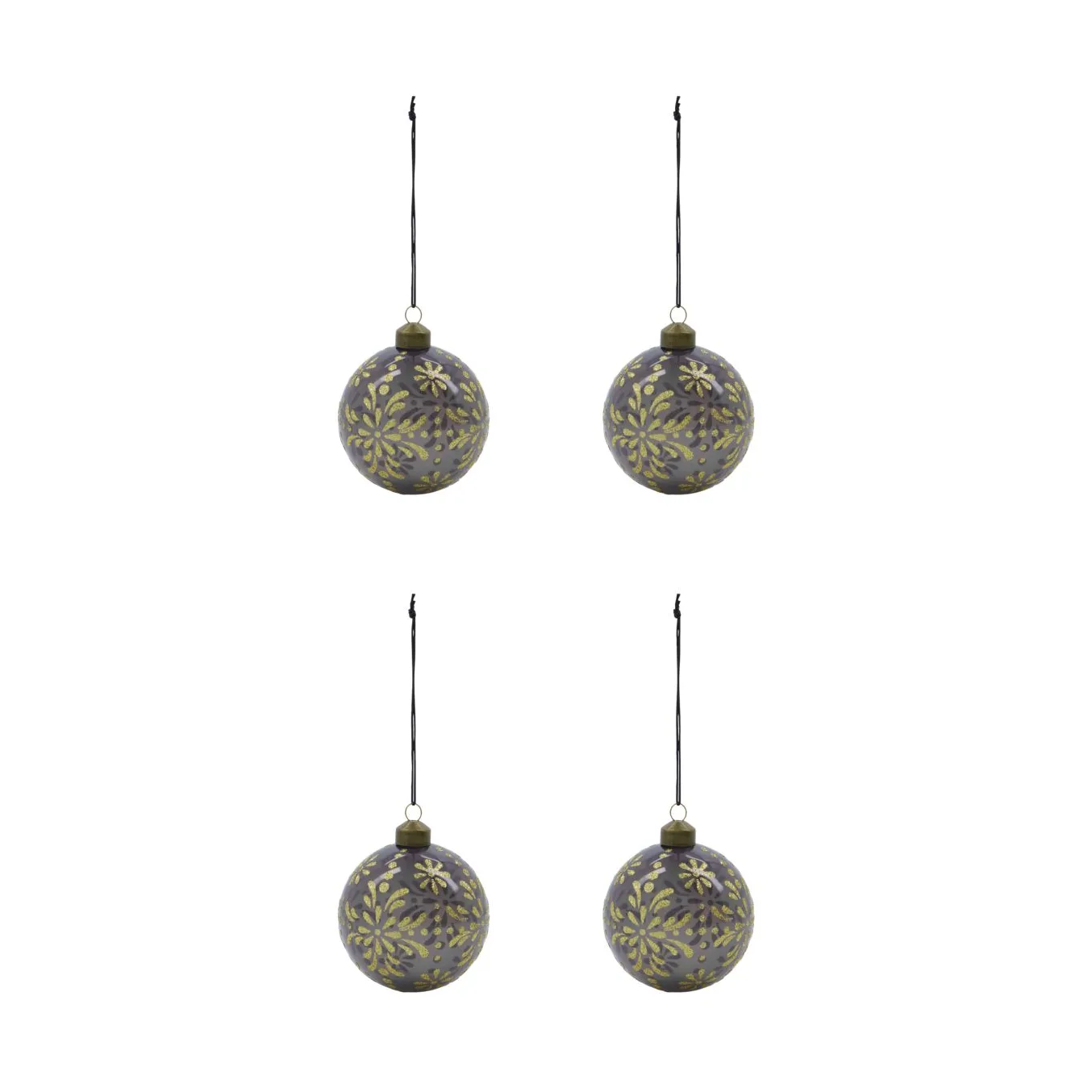 Mente Weihnachtskugel Ø8 cm 4er-Pack, Grau House Doctor