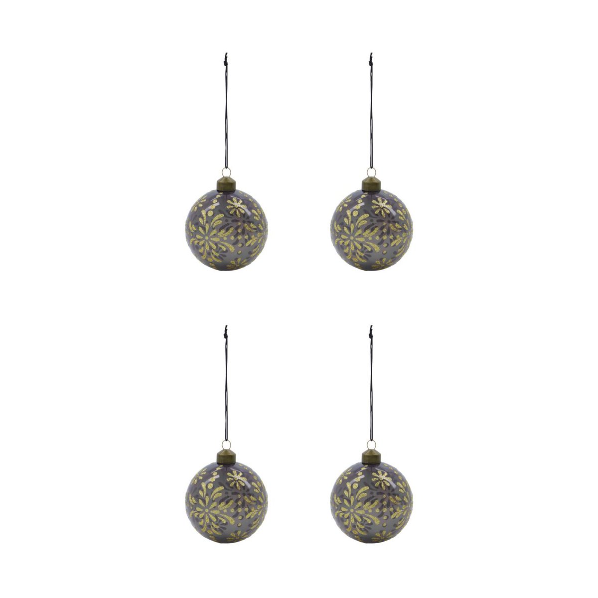 House Doctor Mente Weihnachtskugel Ø8 cm 4er-Pack Grau
