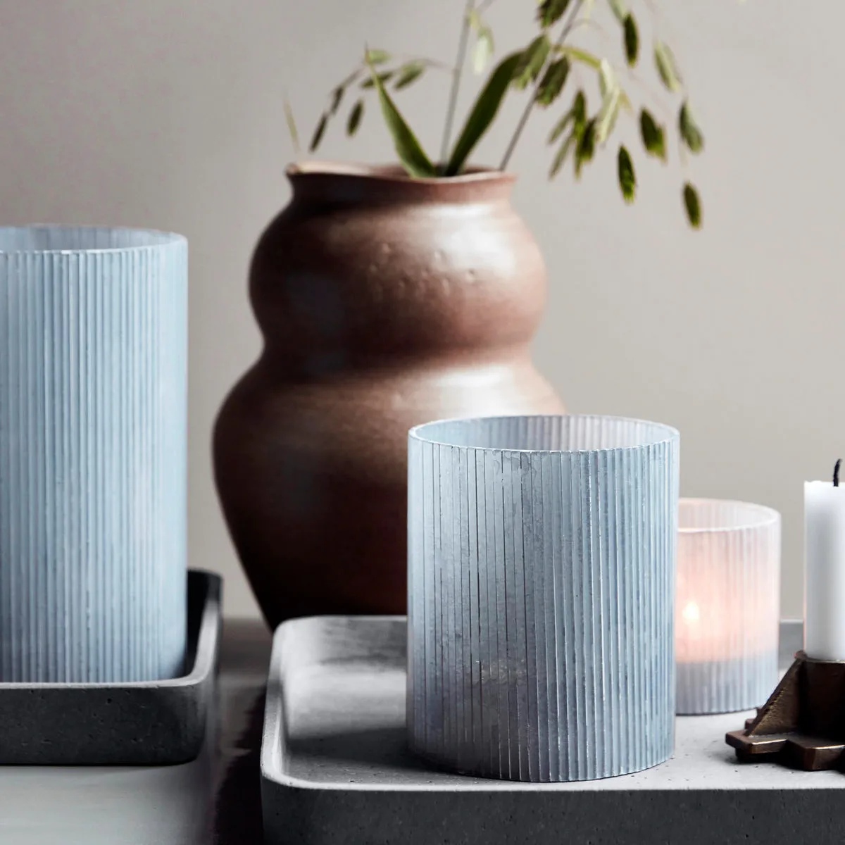 Mirr Teelichthalter 12,5cm, Frostgrau House Doctor