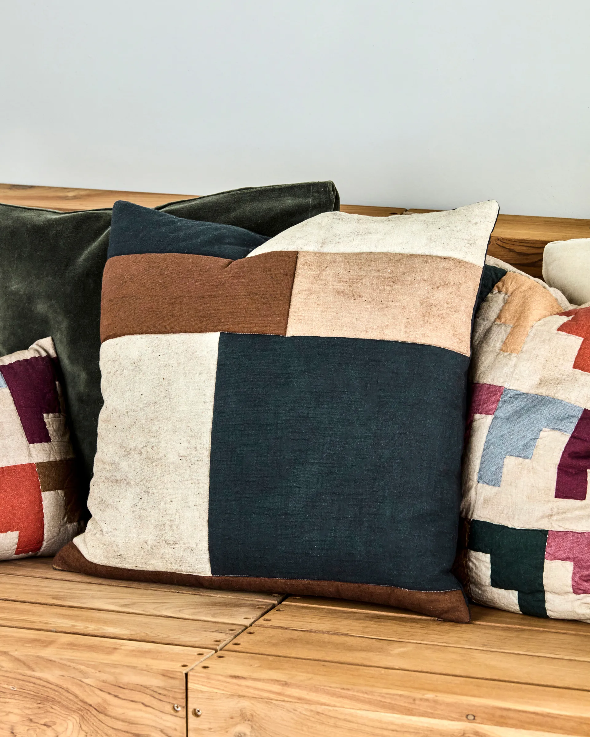 Patch Kissenbezug 50x50 cm, Schwarz-Sand-Braun House Doctor