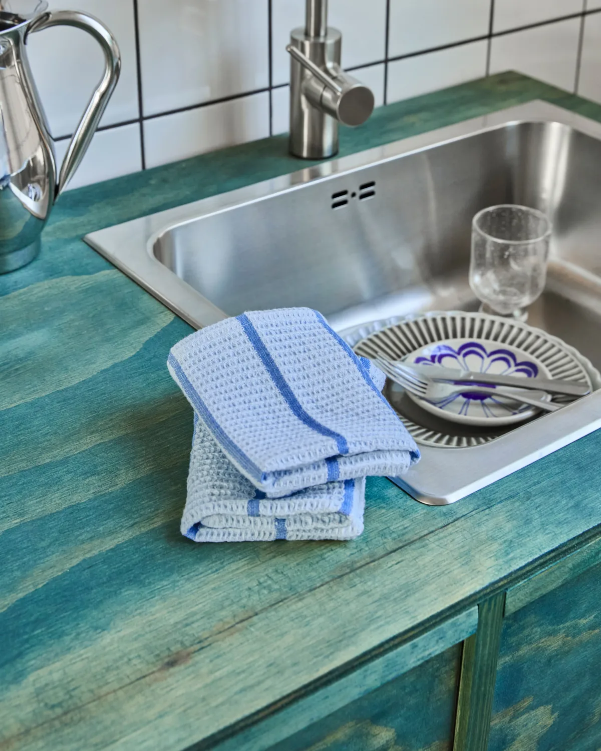 Rena Spültuch, Hellblau-blau, 30x30 cm, 2er Pack House Doctor