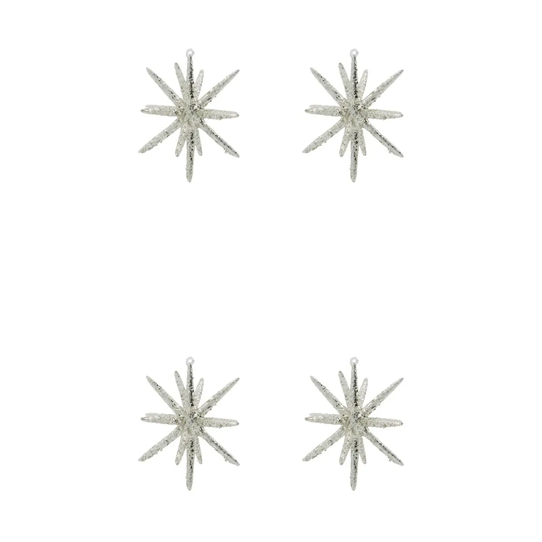 Spike Weihnachtsbaumstern Ø12 cm 4er-Pack, Silber-Messing-Glitzer House Doctor