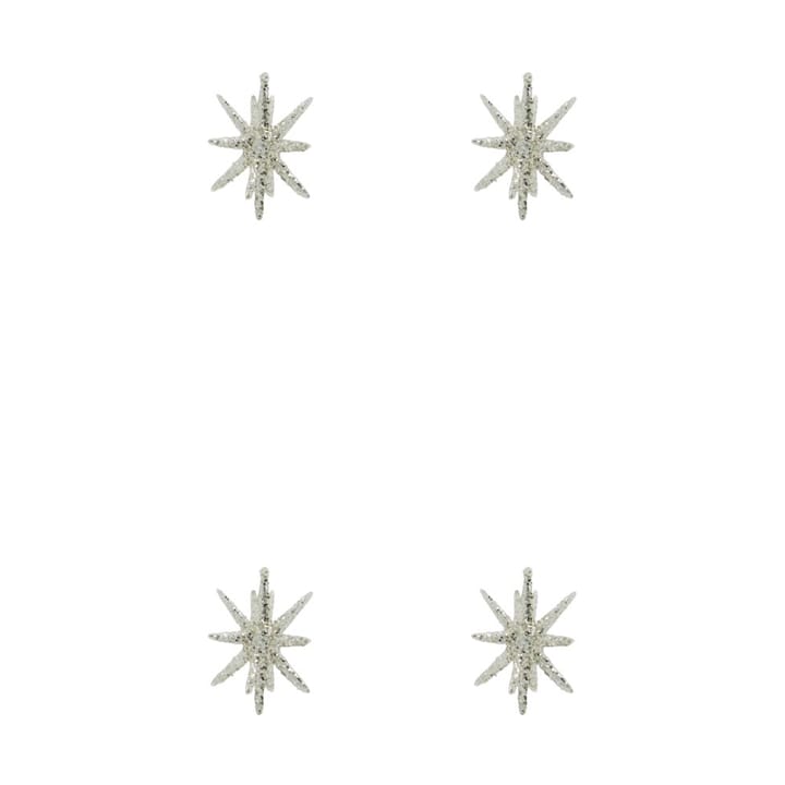 Spike Weihnachtsbaumstern Ø7,5 cm 4er-Pack - Silber-Messing-Glitzer - House Doctor