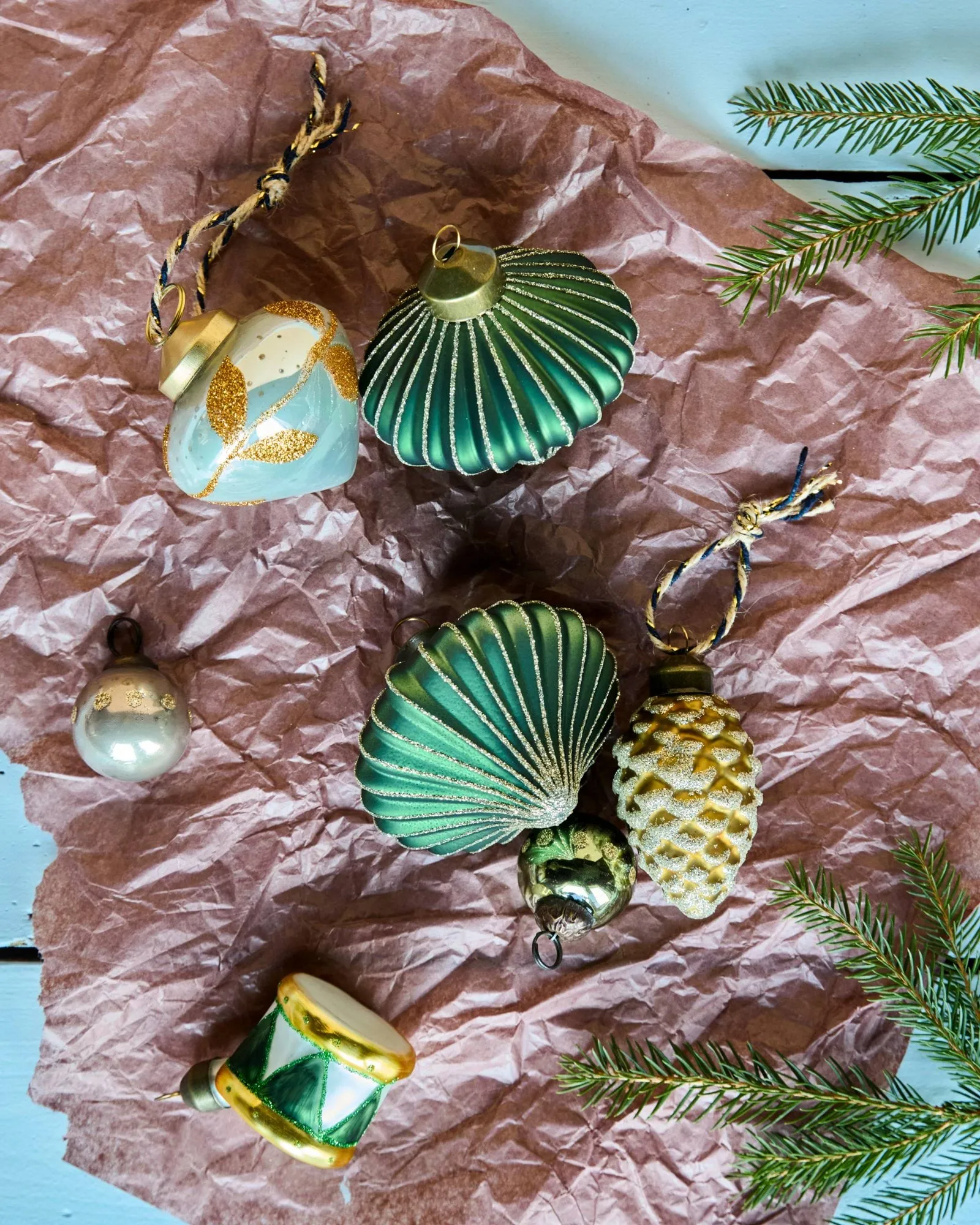 Spin Weihnachtshänger 4er Pack, Grün House Doctor