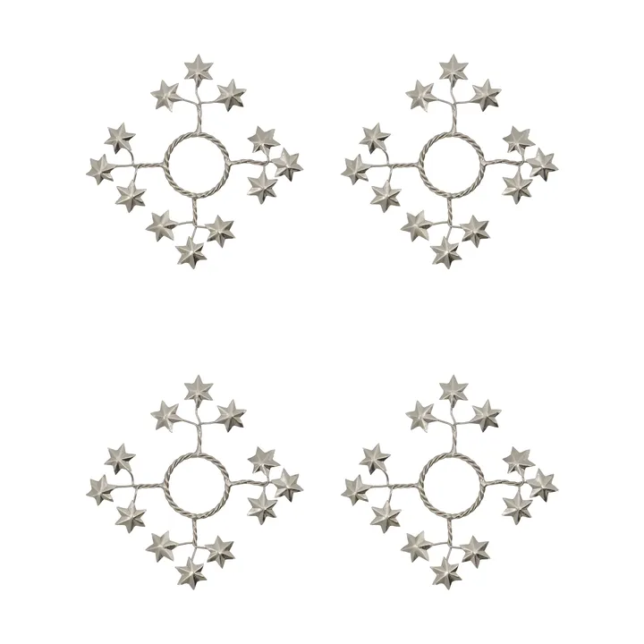 Star Kerzenmanschette 4er Pack - Silber - House Doctor