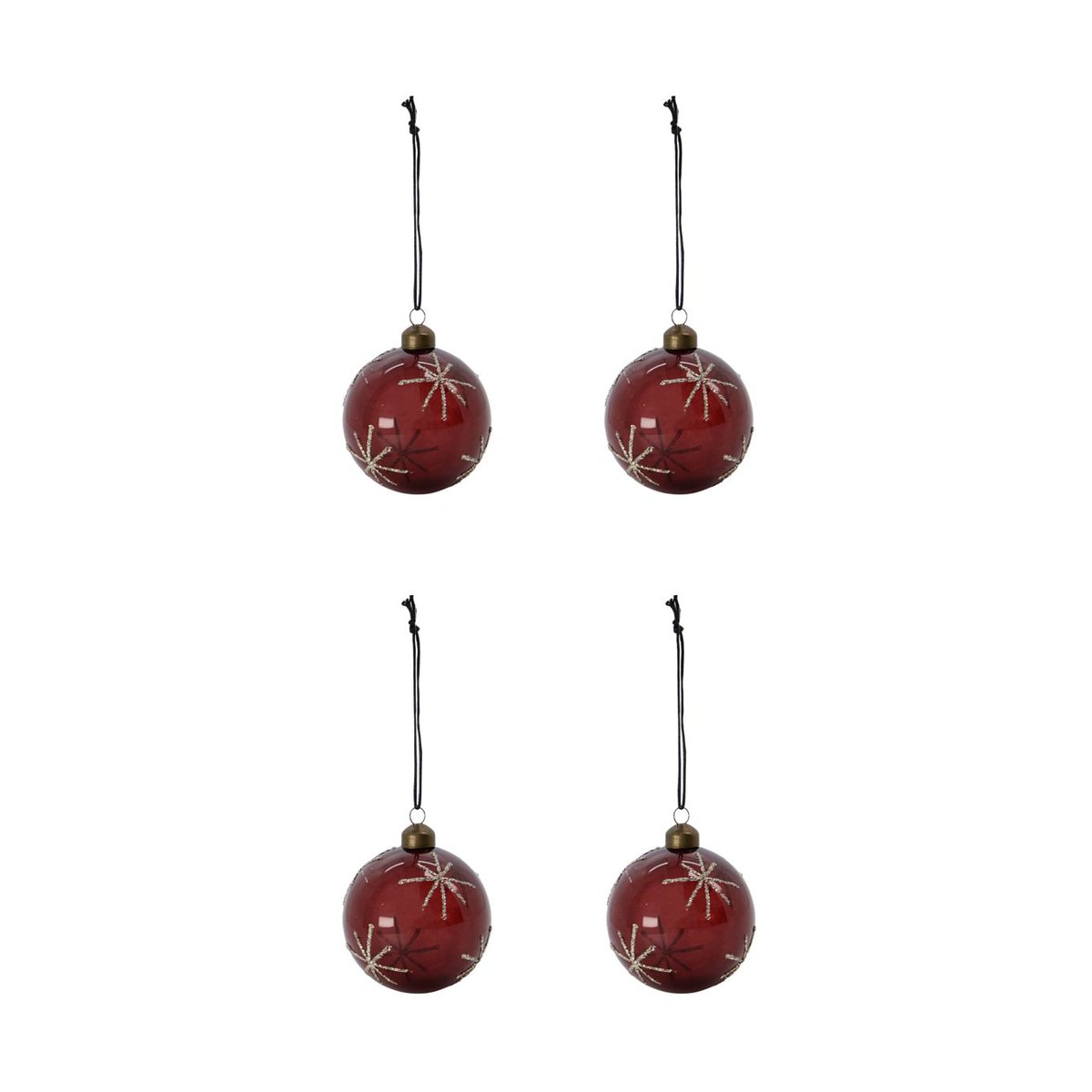 House Doctor Star Weihnachtskugel Ø8 cm 4er-Pack Bordeaux