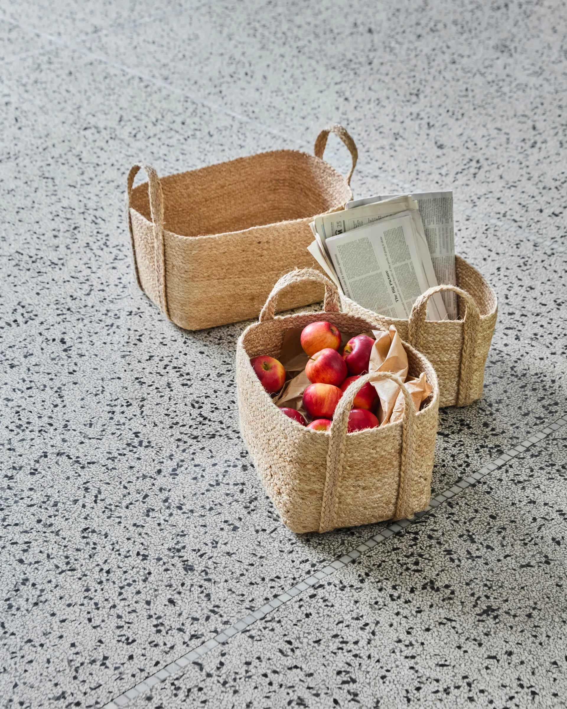 Stella Aufbewahrungskorb niedrig 3-teilig, Natur House Doctor