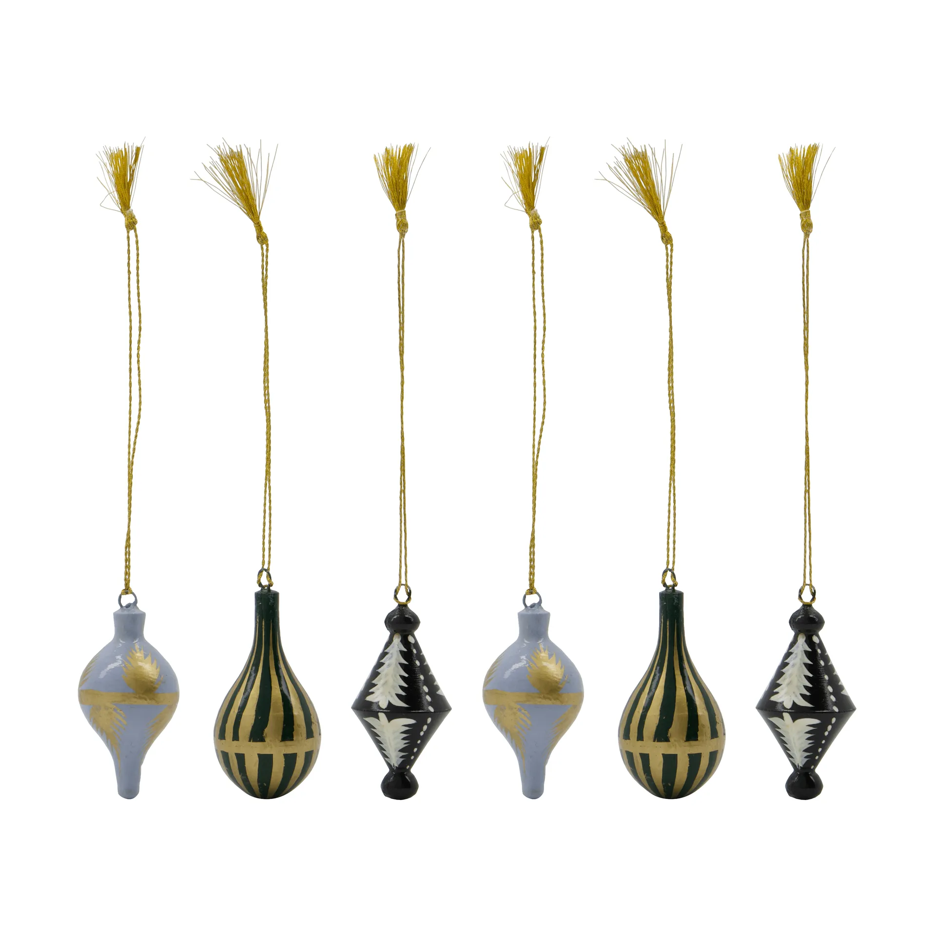 Stero Weihnachtsanhänger 6er Pack, Schwarz, Weiß, Gold, Blau, Grün House Doctor