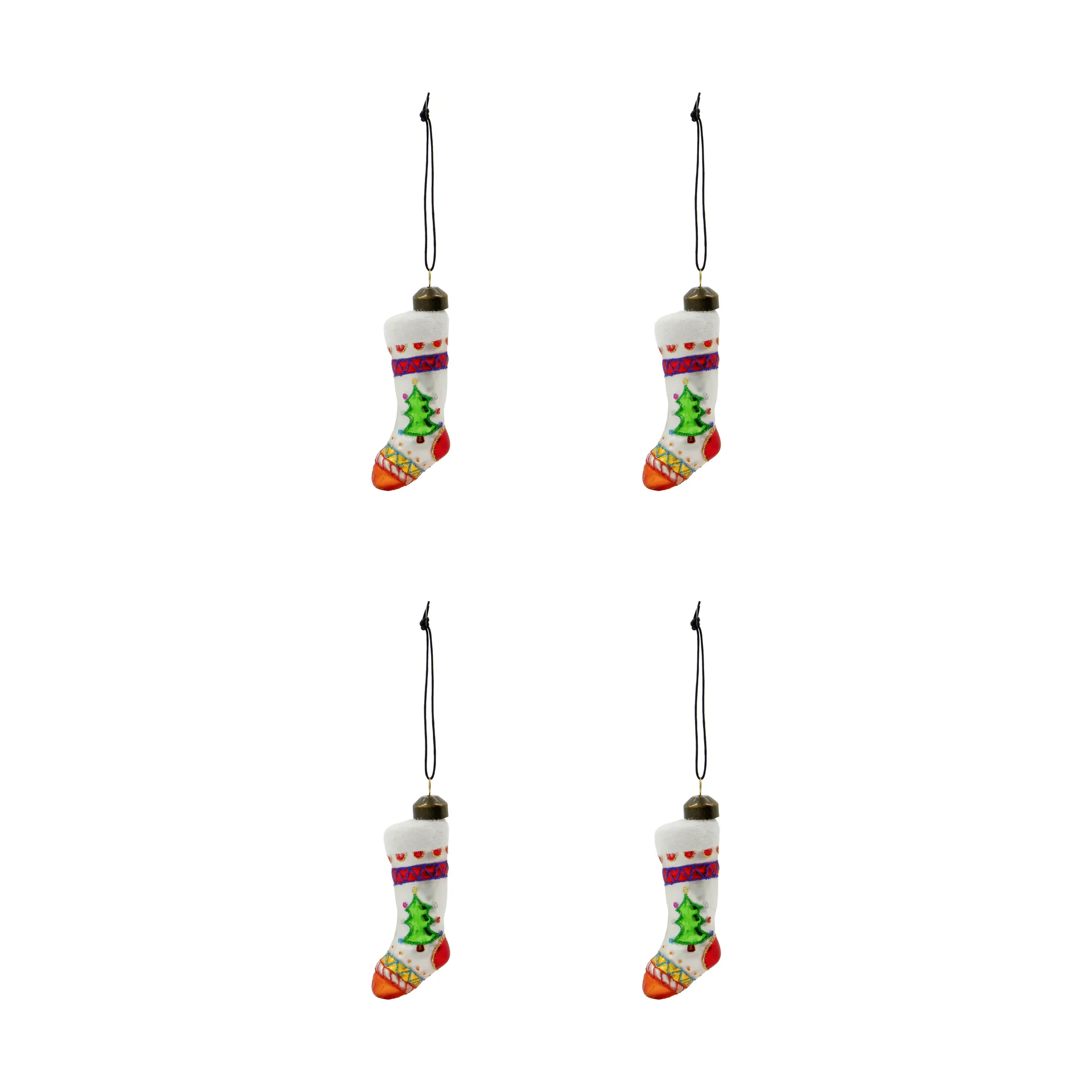 Stok Weihnachtsstrumpf Weihnachtsanhänger 4er Pack, Rot, Weiß House Doctor