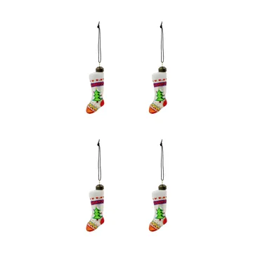 Stok Weihnachtsstrumpf Weihnachtsanhänger 4er Pack - Rot, Weiß - House Doctor
