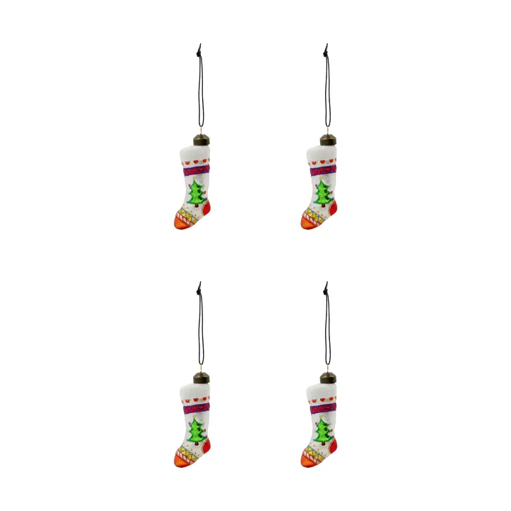 Stok Weihnachtsstrumpf Weihnachtsanhänger 4er Pack - Rot, Weiß - House Doctor