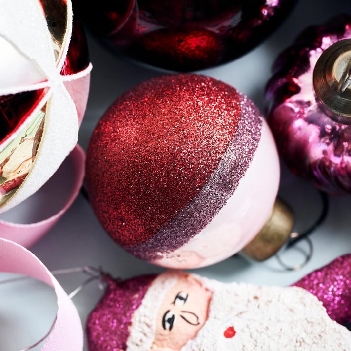 Stripe Weihnachtskugel Ø5cm, Rosa-rot House Doctor