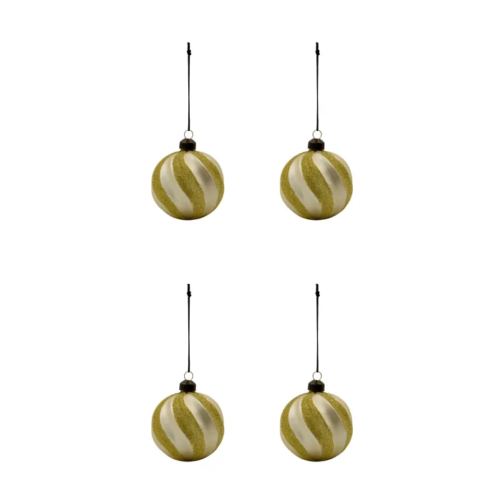 Swirl Christbaumkugel 4er Pack - Champagne-Gold - House Doctor
