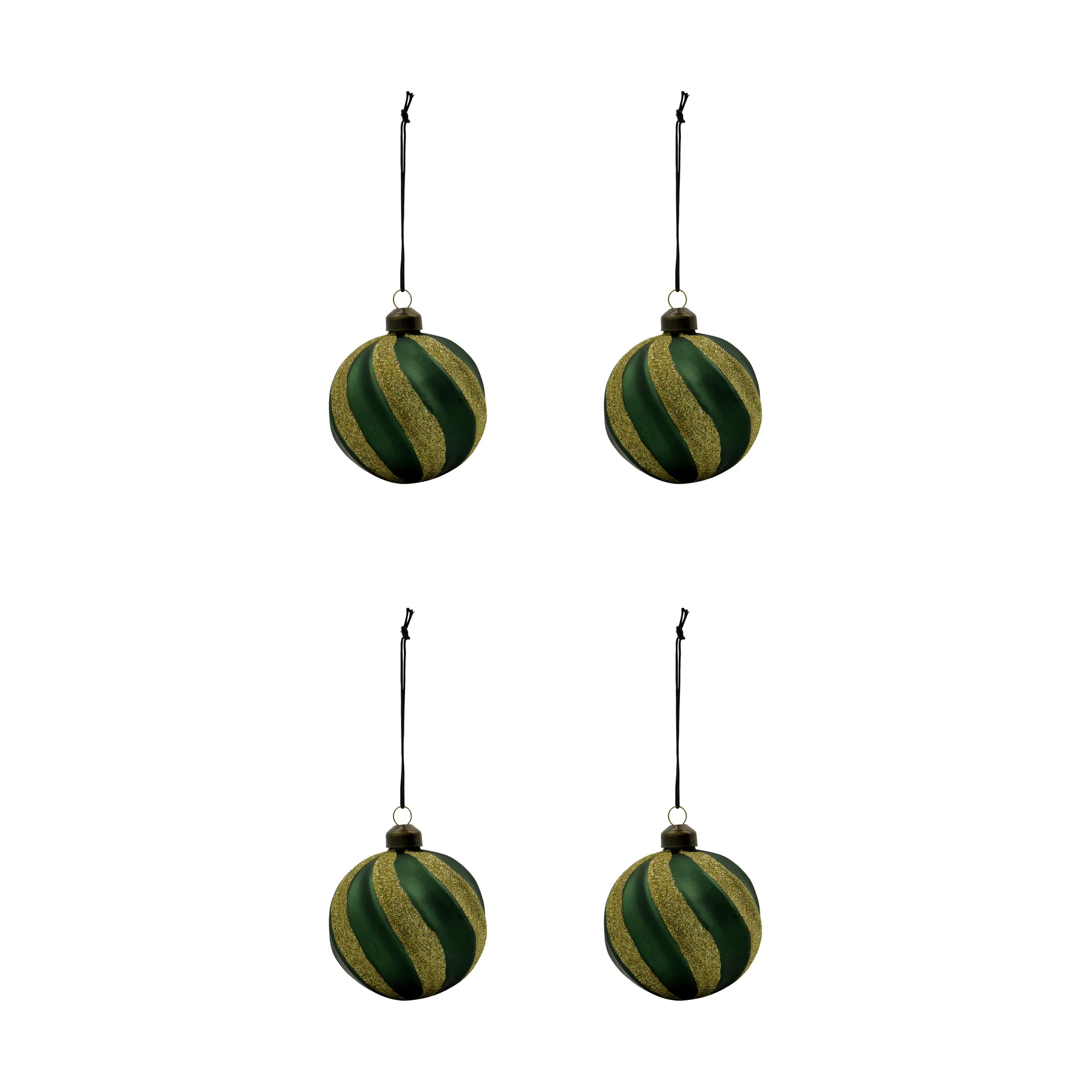 Swirl Christbaumkugel 4er Pack, Grün-Gold House Doctor