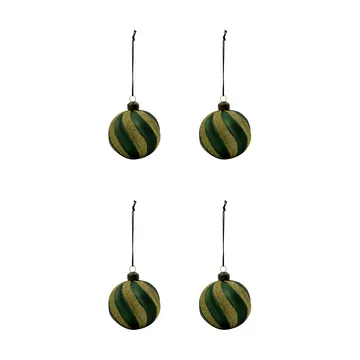 Swirl Christbaumkugel 4er Pack - Grün-Gold - House Doctor