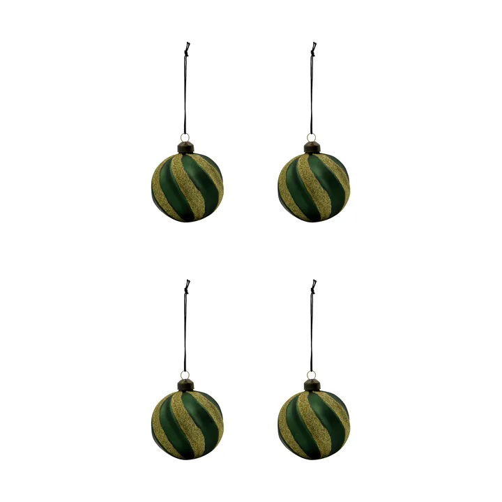 Swirl Christbaumkugel 4er Pack - Grün-Gold - House Doctor