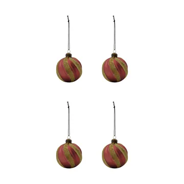 Swirl Christbaumkugel 4er Pack - Staubig rot-gold - House Doctor