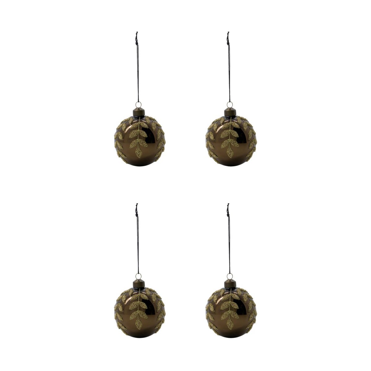 House Doctor Tani Weihnachtskugel Ø8 cm 4er-Pack Braun