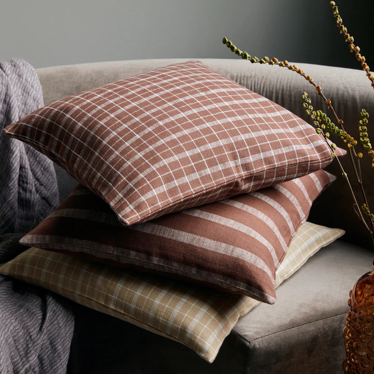 Thame Kissenbezug rkariert 50 x 50cm, Brown House Doctor