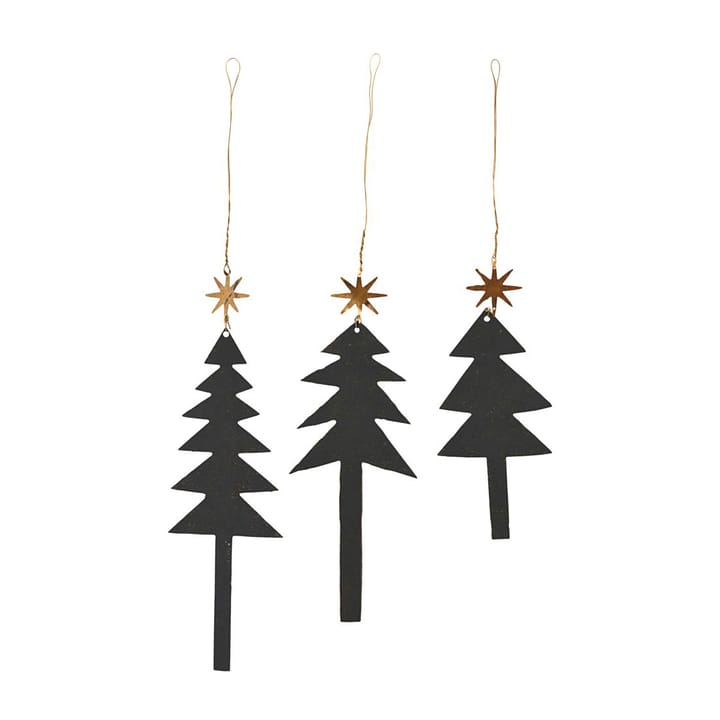Tree with Star Weihnachtsanhänger 3er Pack, Schwarz House Doctor