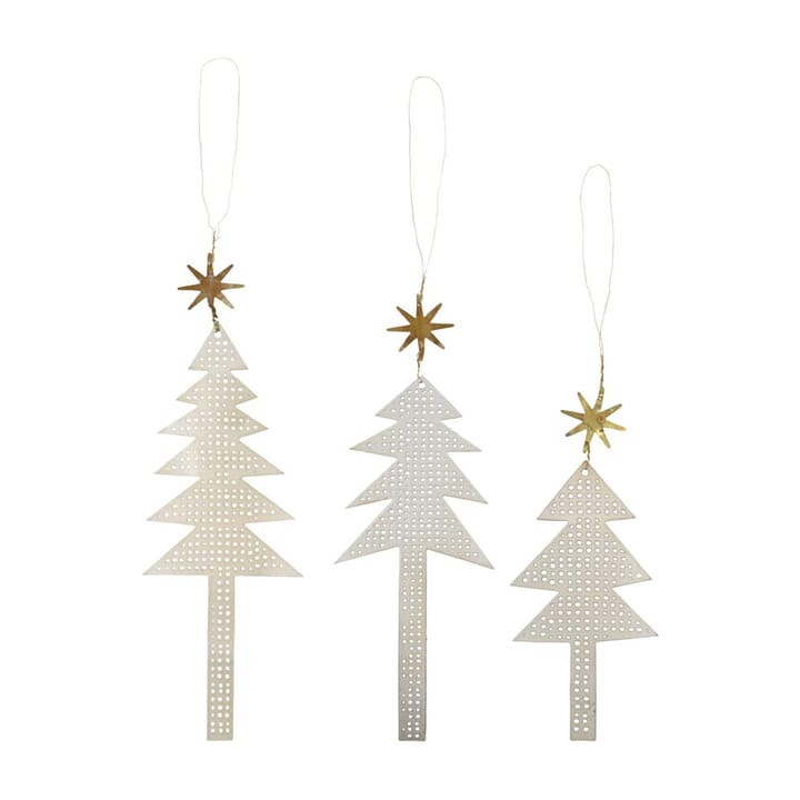 Tree with Star Weihnachtsanhänger perforiert 3er Pack, Antikes Siber House Doctor
