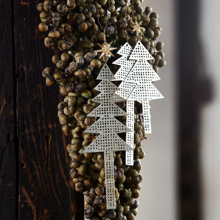 Tree with Star Weihnachtsanhänger perforiert 3er Pack, Antikes Siber House Doctor