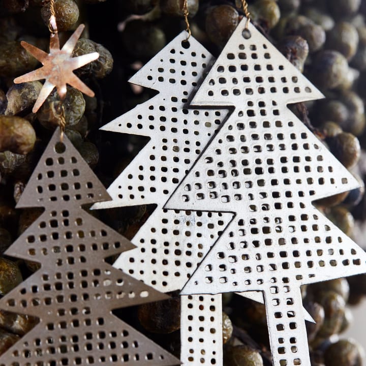 Tree with Star Weihnachtsanhänger perforiert 3er Pack, Antikes Siber House Doctor