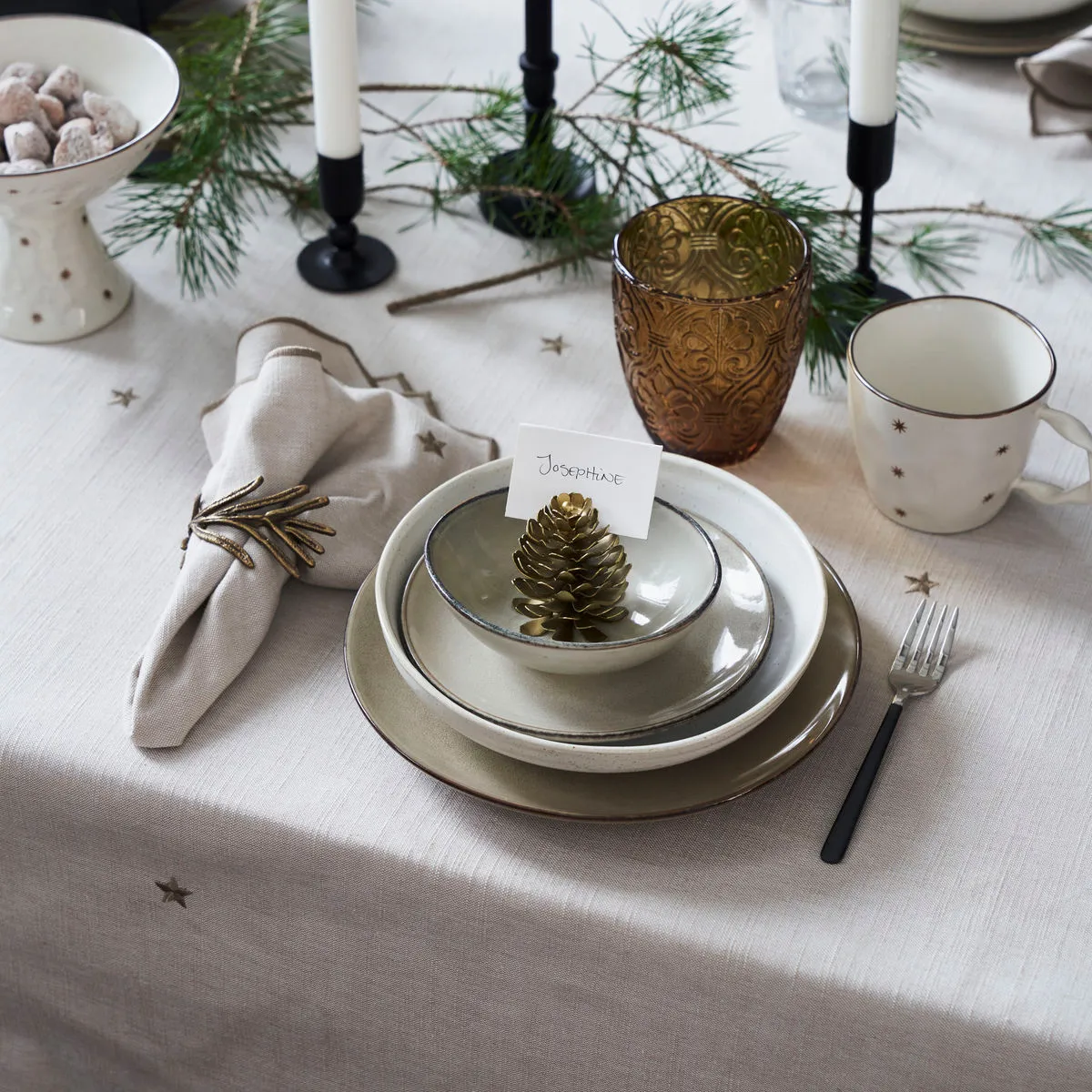 Twinkle Tischdecke 140x240cm, Taupe House Doctor