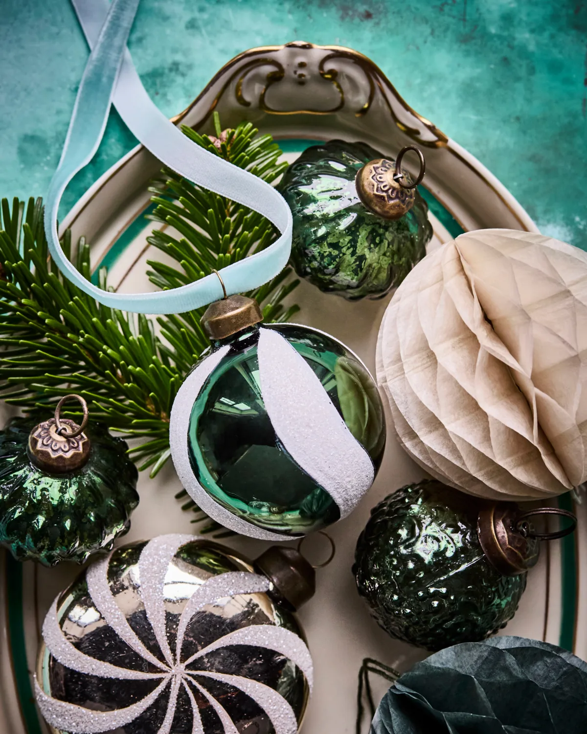 Twister Weihnachtsbaumkugel Ø6 cm 4er pack, Grün-weiß House Doctor